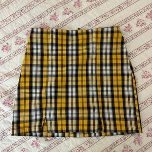 yellow plaid mini skirt